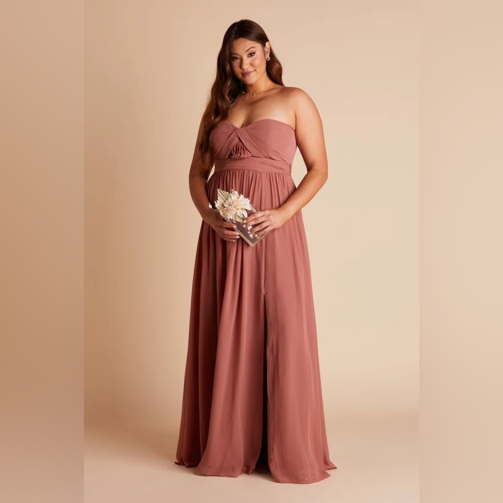 Birdy Grey Grace Convertible Dress Slit Chiffon Desert Rose Curve 2X NEW NWT